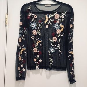 ✨ Last Chance✨ Zara Embroidered Tulle Top Size S
